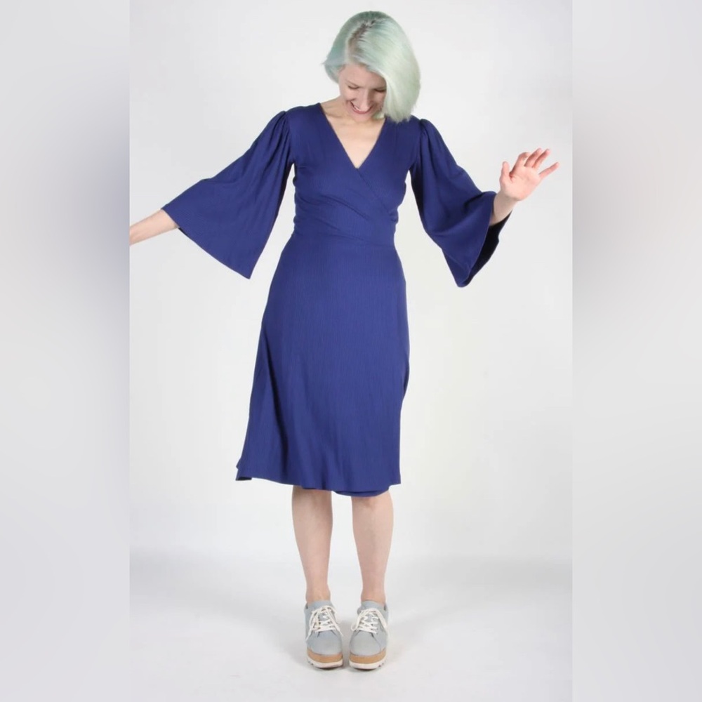 Cobalt Palmcreeper Wrap Dress